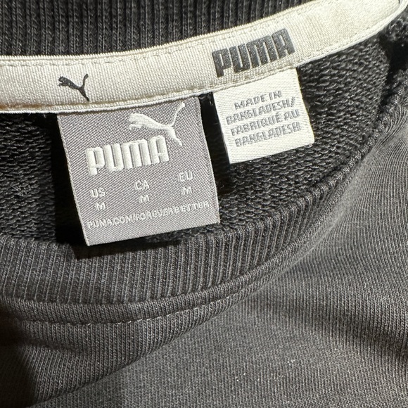 Puma Women’s Black Cropped Long Sleeve Sweatshirt Size M Logo Pullover - Picture 7 of 9